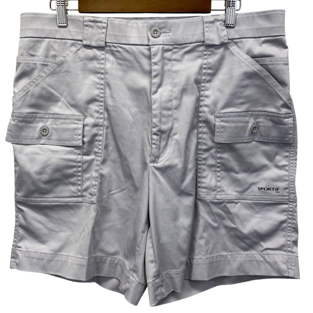 Sportif USA Cargo Shorts Mens 36 Gray Original Stretch 6-Pocket Hiking Outdoor